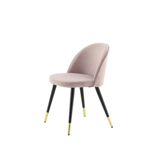 Velvet – Chaise de salle à manger – Noir, Rose poudré, Doré – 57 x 77 x 50 cm