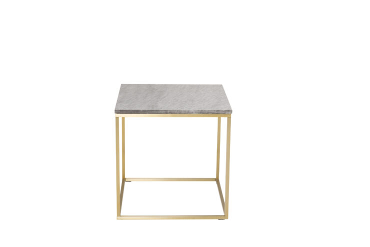 Estelle – Table d'appoint – Doré brossé, Gris, Doré – 50 x 50 cm
