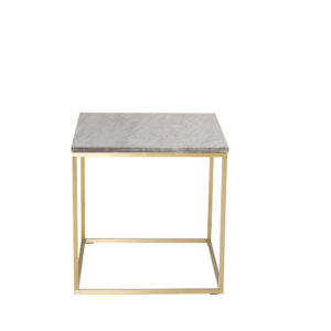 Estelle – Table d&rsquo;appoint – Doré brossé, Gris, Doré – 50 x 50 cm