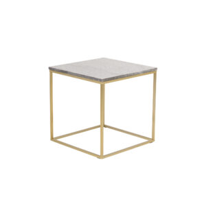 Estelle – Table d&rsquo;appoint – Doré brossé, Gris, Doré – 50 x 50 cm