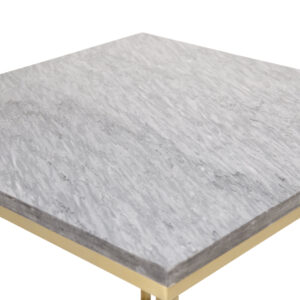 Estelle – Table d&rsquo;appoint – Doré brossé, Gris, Doré – 50 x 50 cm