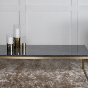 Estelle – Table basse – Doré brossé, Gris, Doré – 120 x 60 cm