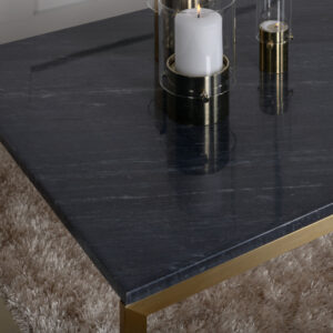 Estelle – Table basse – Doré brossé, Gris, Doré – 120 x 60 cm