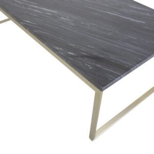Estelle – Table basse – Doré brossé, Gris, Doré – 120 x 60 cm