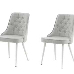 Velvet Deluxe – Chaise de salle à manger – Blanc, Gris clair – 66 x 89 x 50 cm