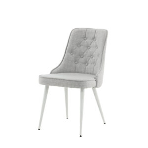 Velvet Deluxe – Chaise de salle à manger – Blanc, Gris clair – 66 x 89 x 50 cm