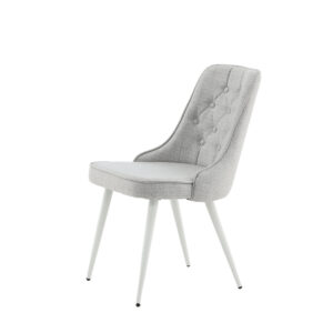 Velvet Deluxe – Chaise de salle à manger – Blanc, Gris clair – 66 x 89 x 50 cm