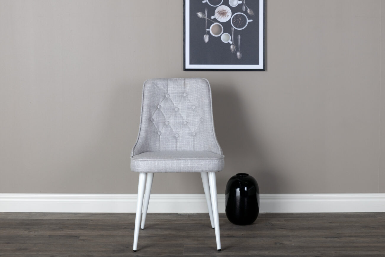 Velvet Deluxe – Chaise de salle à manger – Blanc, Gris clair – 66 x 89 x 50 cm
