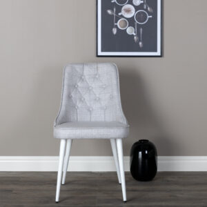 Velvet Deluxe – Chaise de salle à manger – Blanc, Gris clair – 66 x 89 x 50 cm