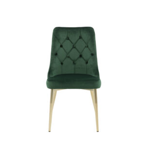 Velvet Deluxe – Chaise de salle à manger – Doré, Vert – 66 x 89 x 50 cm