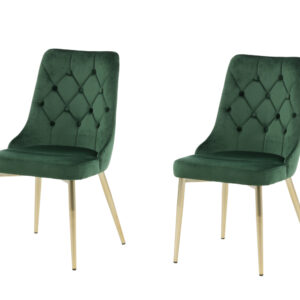 Velvet Deluxe – Chaise de salle à manger – Doré, Vert – 66 x 89 x 50 cm