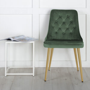 Velvet Deluxe – Chaise de salle à manger – Doré, Vert – 66 x 89 x 50 cm