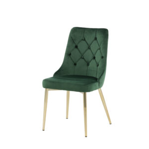 Velvet Deluxe – Chaise de salle à manger – Doré, Vert – 66 x 89 x 50 cm
