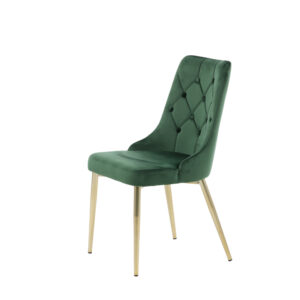 Velvet Deluxe – Chaise de salle à manger – Doré, Vert – 66 x 89 x 50 cm