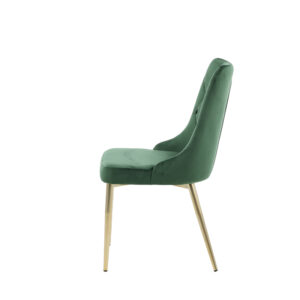 Velvet Deluxe – Chaise de salle à manger – Doré, Vert – 66 x 89 x 50 cm