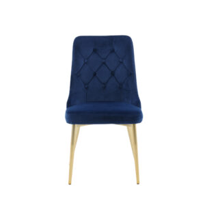 Velvet Deluxe – Chaise de salle à manger – Bleu, Doré – 66 x 89 x 50 cm