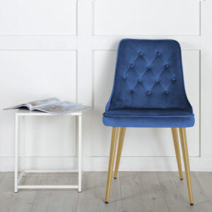 Velvet Deluxe – Chaise de salle à manger – Bleu, Doré – 66 x 89 x 50 cm