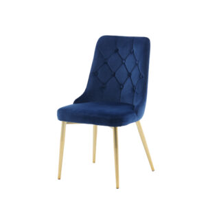 Velvet Deluxe – Chaise de salle à manger – Bleu, Doré – 66 x 89 x 50 cm