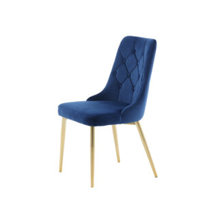Velvet Deluxe – Chaise de salle à manger – Bleu, Doré – 66 x 89 x 50 cm