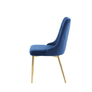 Velvet Deluxe – Chaise de salle à manger – Bleu, Doré – 66 x 89 x 50 cm