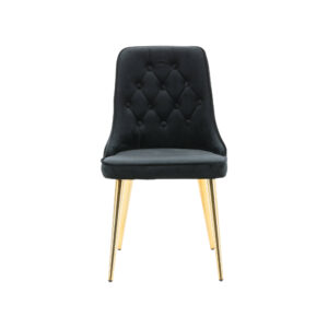 Velvet Deluxe – Chaise de salle à manger – Noir, Doré – 66 x 89 x 50 cm