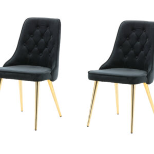 Velvet Deluxe – Chaise de salle à manger – Noir, Doré – 66 x 89 x 50 cm