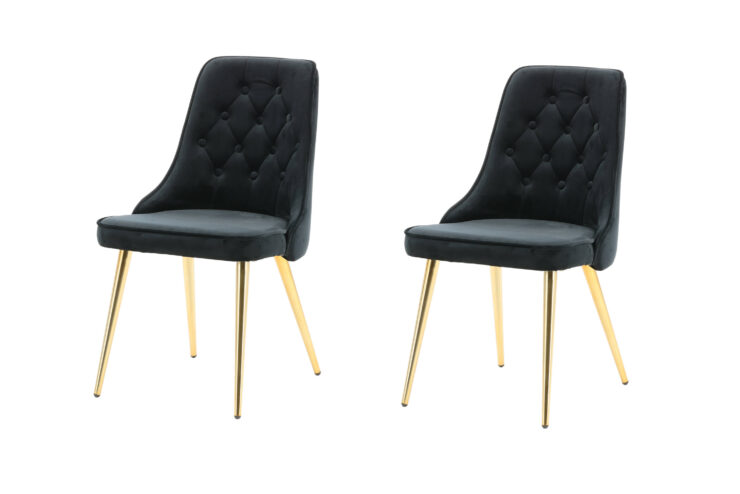 Velvet Deluxe – Chaise de salle à manger – Noir, Doré – 66 x 89 x 50 cm