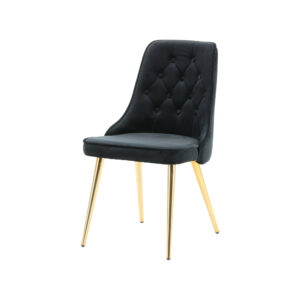 Velvet Deluxe – Chaise de salle à manger – Noir, Doré – 66 x 89 x 50 cm