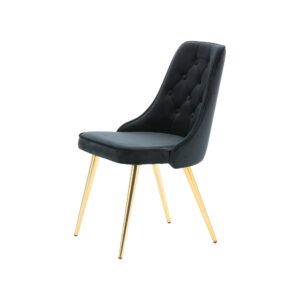 Velvet Deluxe – Chaise de salle à manger – Noir, Doré – 66 x 89 x 50 cm