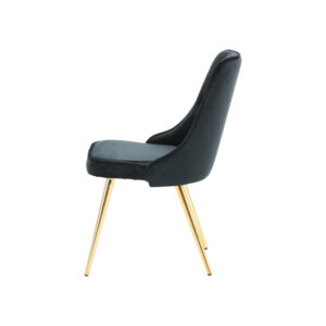 Velvet Deluxe – Chaise de salle à manger – Noir, Doré – 66 x 89 x 50 cm