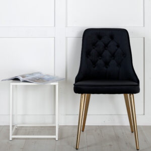 Velvet Deluxe – Chaise de salle à manger – Noir, Doré – 66 x 89 x 50 cm