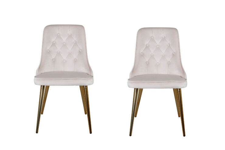 Velvet Deluxe – Chaise de salle à manger – Beige, Doré – 66 x 89 x 50 cm