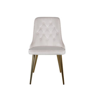 Velvet Deluxe – Chaise de salle à manger – Beige, Doré – 66 x 89 x 50 cm