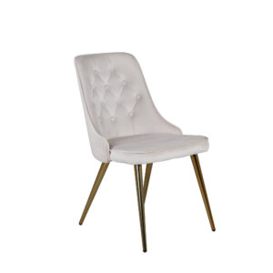 Velvet Deluxe – Chaise de salle à manger – Beige, Doré – 66 x 89 x 50 cm