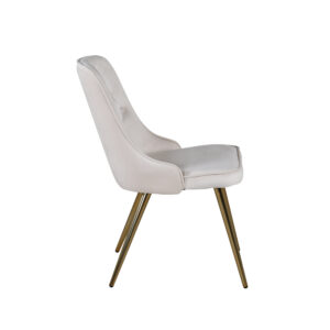 Velvet Deluxe – Chaise de salle à manger – Beige, Doré – 66 x 89 x 50 cm