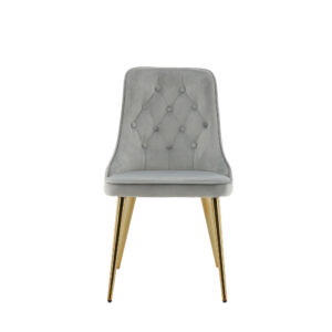 Velvet Deluxe – Chaise de salle à manger – Doré, Gris, Gris clair – 66 x 89 x 50 cm