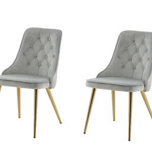 Velvet Deluxe – Chaise de salle à manger – Doré, Gris, Gris clair – 66 x 89 x 50 cm