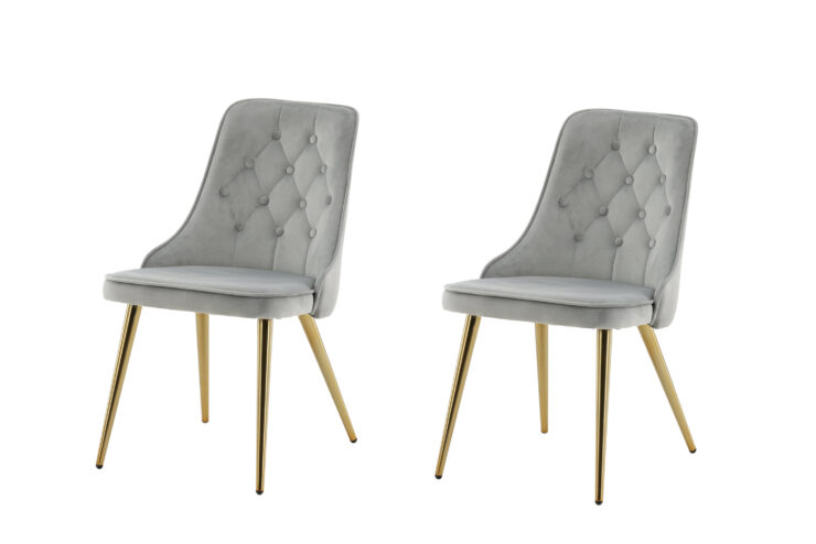Velvet Deluxe – Chaise de salle à manger – Doré, Gris, Gris clair – 66 x 89 x 50 cm