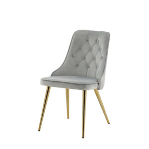 Velvet Deluxe – Chaise de salle à manger – Doré, Gris, Gris clair – 66 x 89 x 50 cm