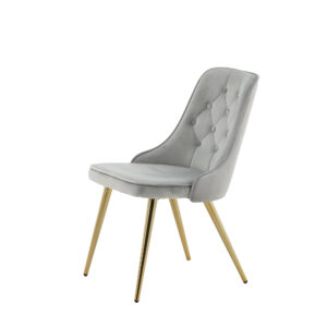 Velvet Deluxe – Chaise de salle à manger – Doré, Gris, Gris clair – 66 x 89 x 50 cm