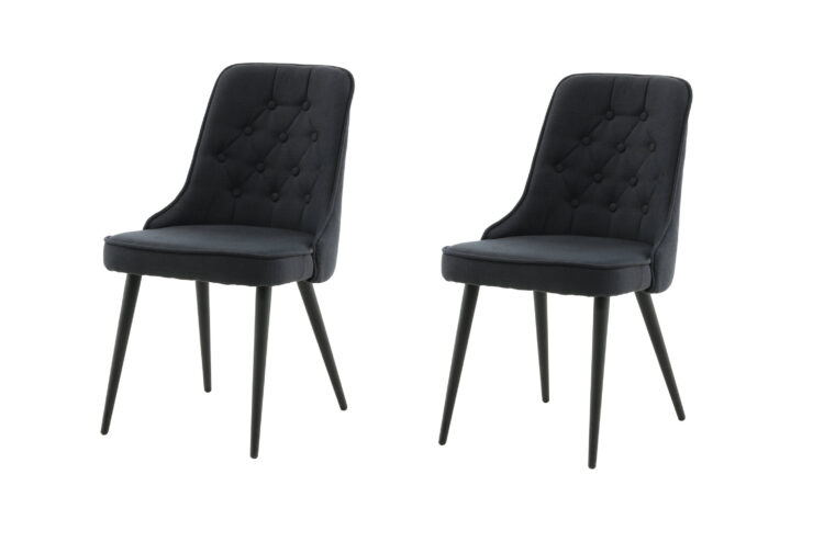 Velvet Deluxe – Chaise de salle à manger – Noir – 66 x 89 x 50 cm