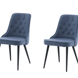 Velvet Deluxe – Chaise de salle à manger – Noir, Bleu – 66 x 89 x 50 cm