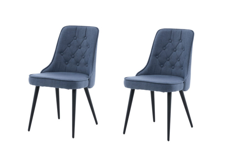 Velvet Deluxe – Chaise de salle à manger – Noir, Bleu – 66 x 89 x 50 cm