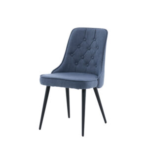 Velvet Deluxe – Chaise de salle à manger – Noir, Bleu – 66 x 89 x 50 cm