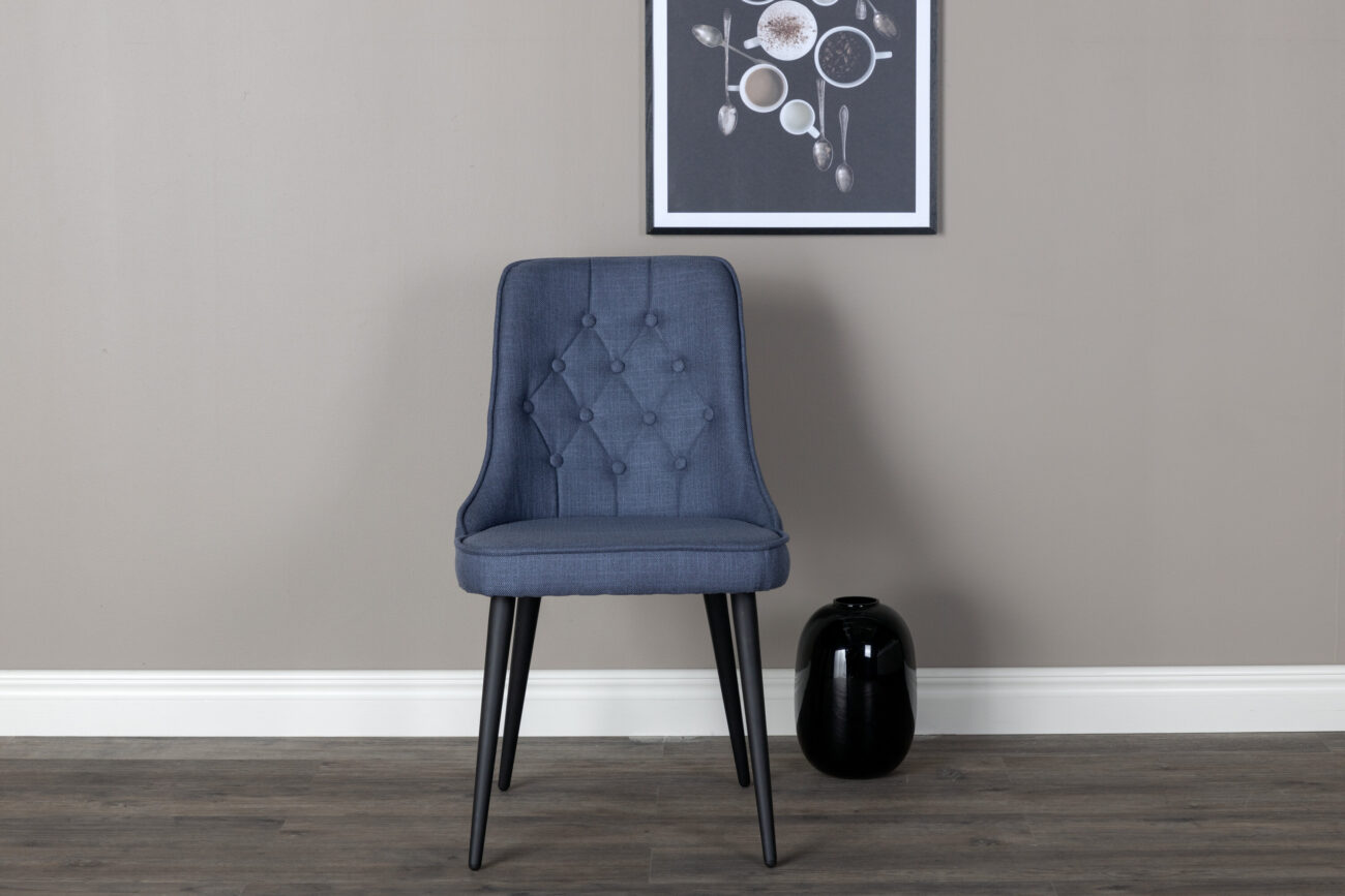 Velvet Deluxe – Chaise de salle à manger – Noir, Bleu – 66 x 89 x 50 cm