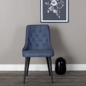 Velvet Deluxe – Chaise de salle à manger – Noir, Bleu – 66 x 89 x 50 cm