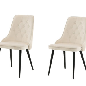 Velvet Deluxe – Chaise de salle à manger – Beige, Noir – 66 x 89 x 50 cm