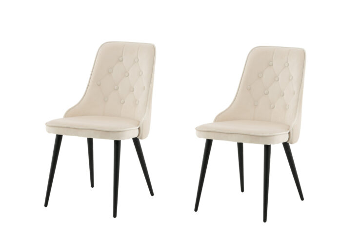 Velvet Deluxe – Chaise de salle à manger – Beige, Noir – 66 x 89 x 50 cm