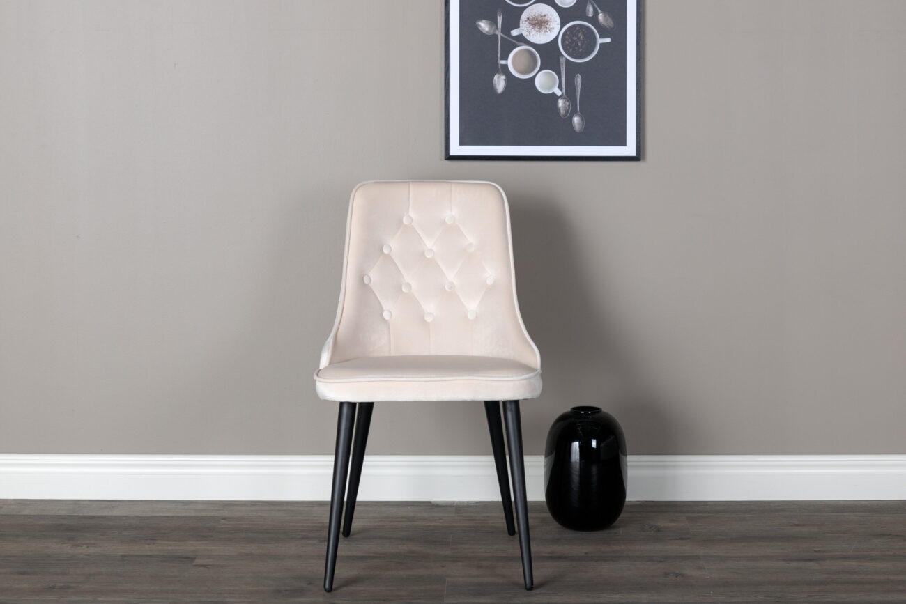 Velvet Deluxe – Chaise de salle à manger – Beige, Noir – 66 x 89 x 50 cm