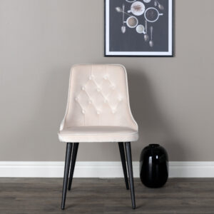 Velvet Deluxe – Chaise de salle à manger – Beige, Noir – 66 x 89 x 50 cm